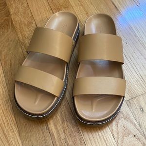Madewell Two Strap Slide Sandals Beige Size 6